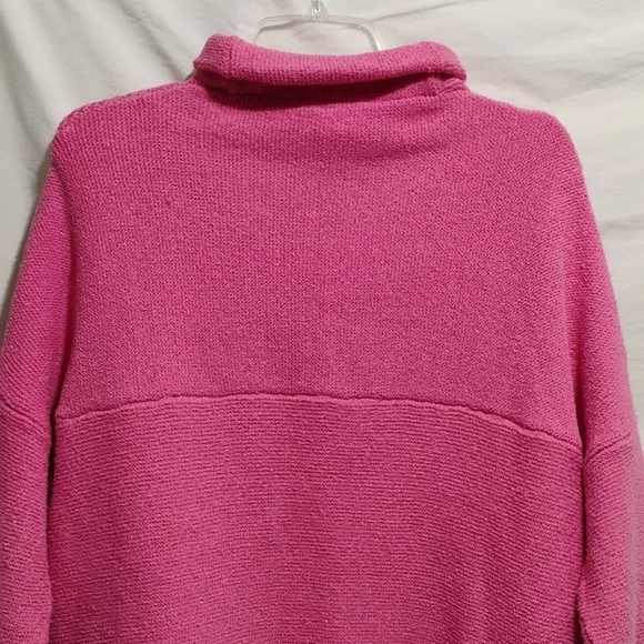 Glam Pink Fold Over Cowl Neck Sweater Sz.M Oversized Gently Worn (A-70) - Picture 8 of 9